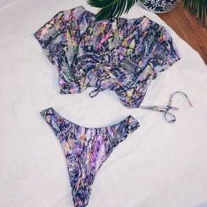 Fashion nova multi colored snake skin print bikini